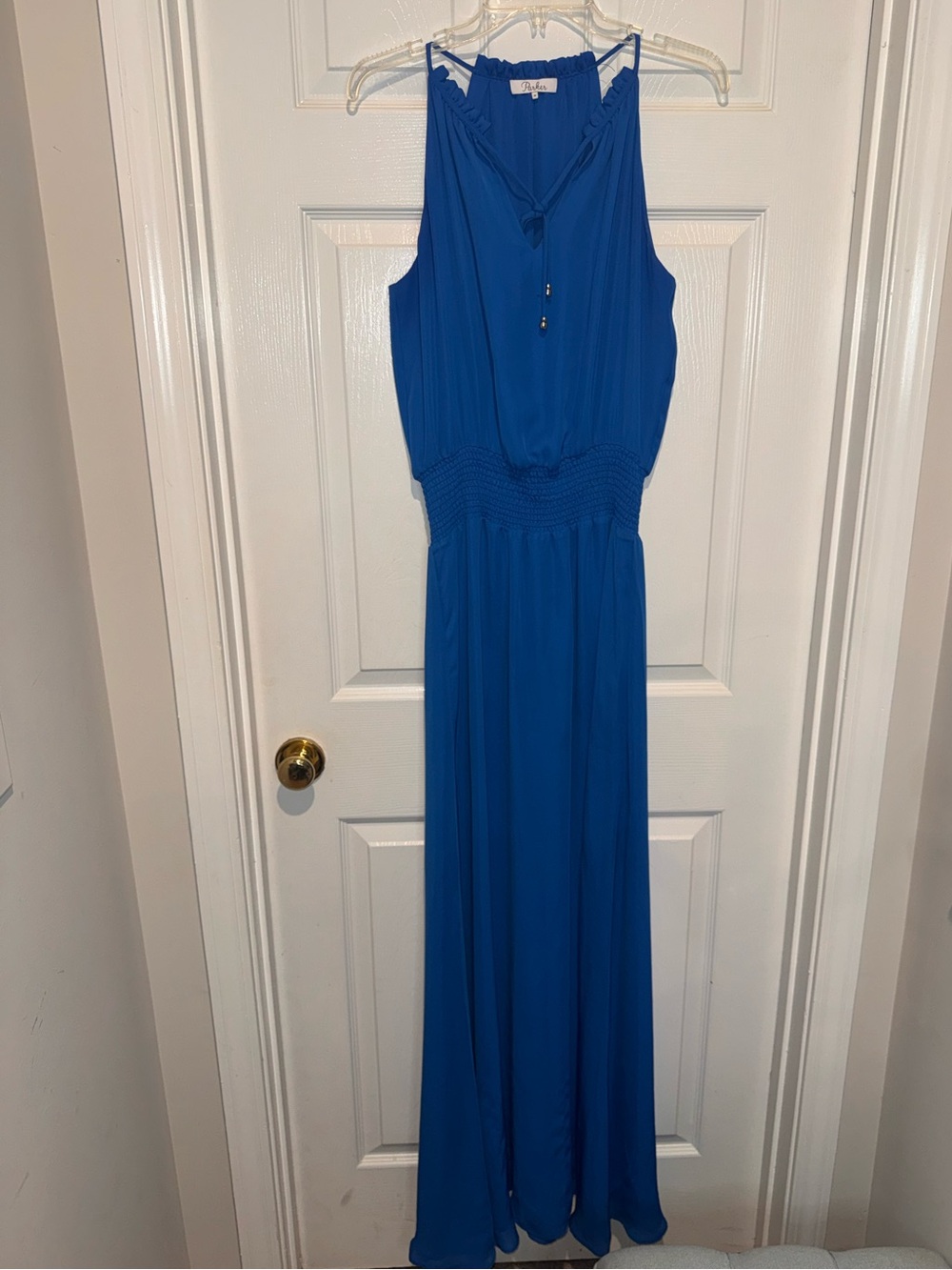 Parker Royal Blue Sleeveless Maxi Dress with Smocked Waist. Size M